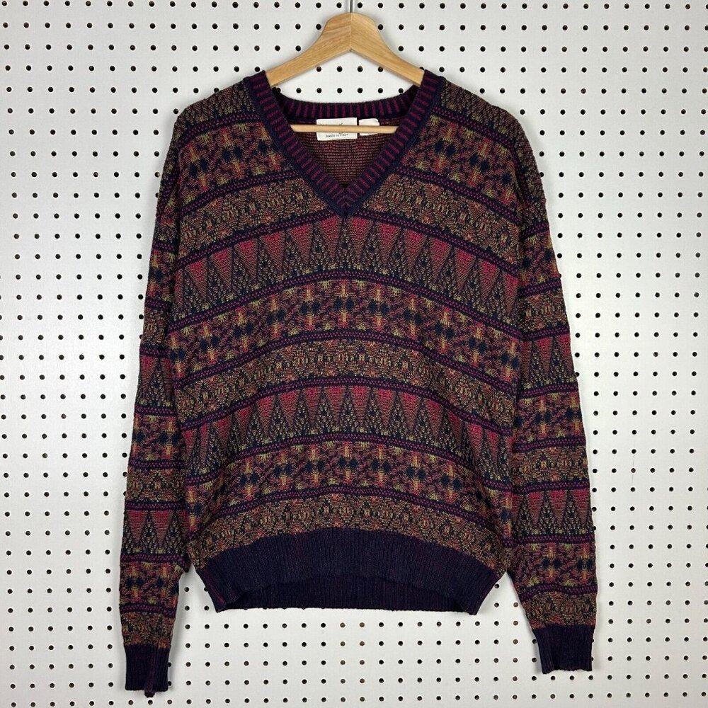 Walter Hagen Italian Made Knit Sweater Men's Medium Multicolor Coogi STYLE Italy